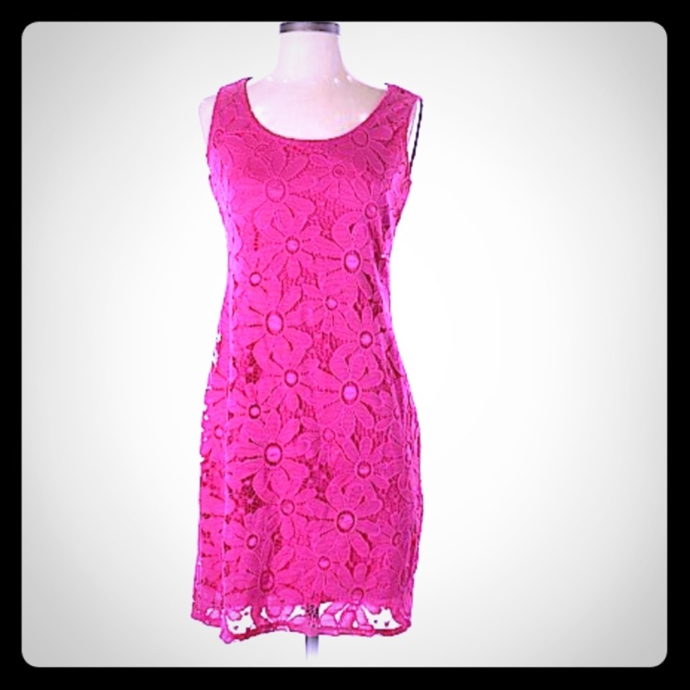 TIANA B.  Fuchsia Pink Lace Dress